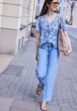 Blouse met V-hals en bloemenpatroon