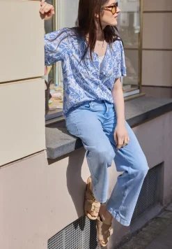 Blouse met V-hals en bloemenpatroon