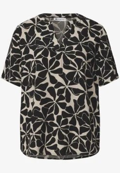Blouse shirt met gespleten hals en print