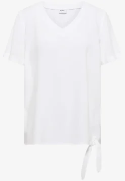 Blouse shirt met V-hals en knoop