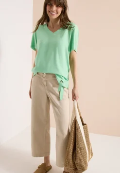 Blouse shirt met V-hals en knoop