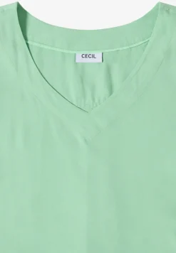 Blouse shirt met V-hals en knoop