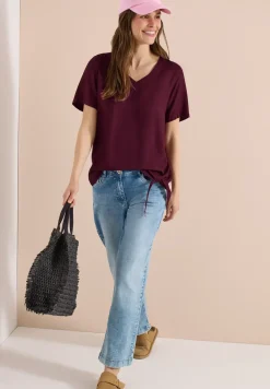 Blouse shirt met V-hals en knoop