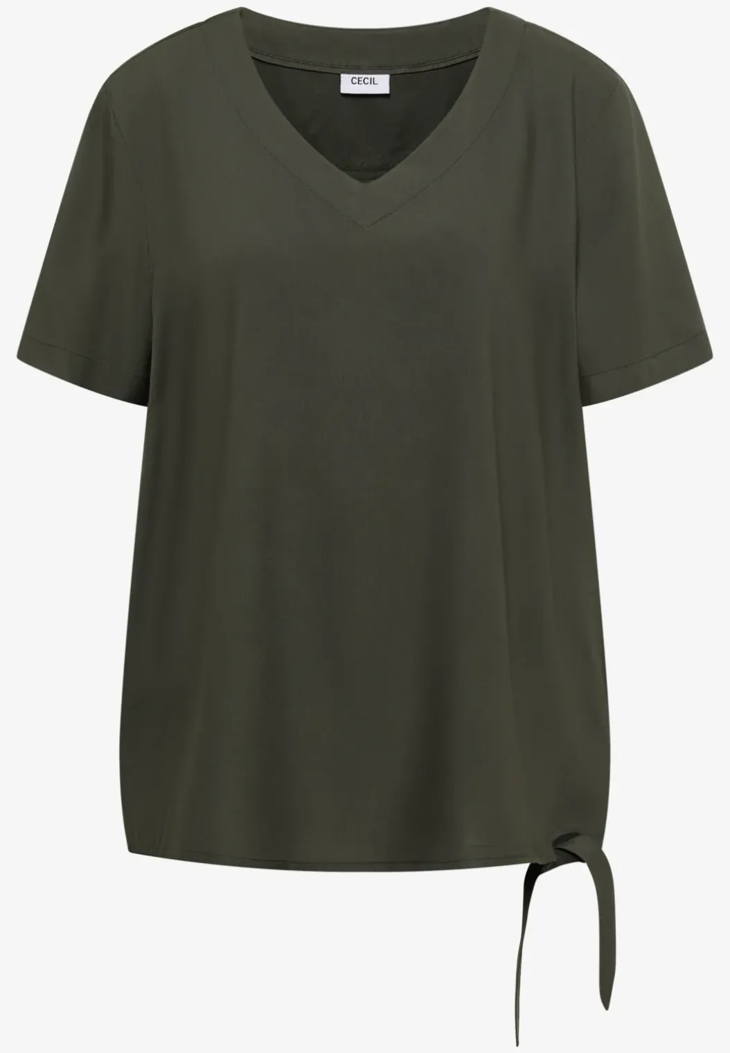 Blouse shirt met V-hals en knoop