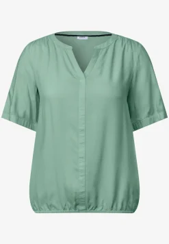 Blouse van viscose met gespleten hals