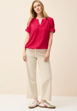 Blouse van viscose met gespleten hals