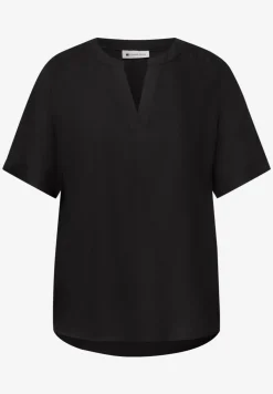 Blouse met gespleten hals en omslag