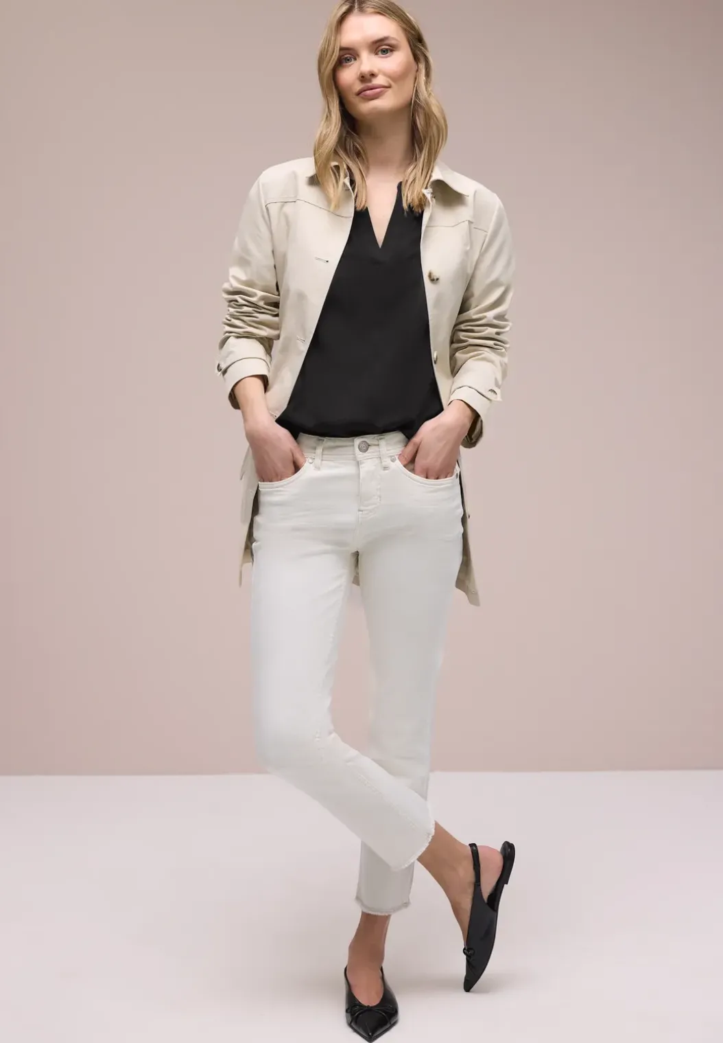 Blouse met gespleten hals en omslag