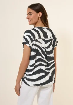 Blouse met gespleten hals en print