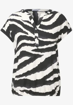 Blouse met gespleten hals en print