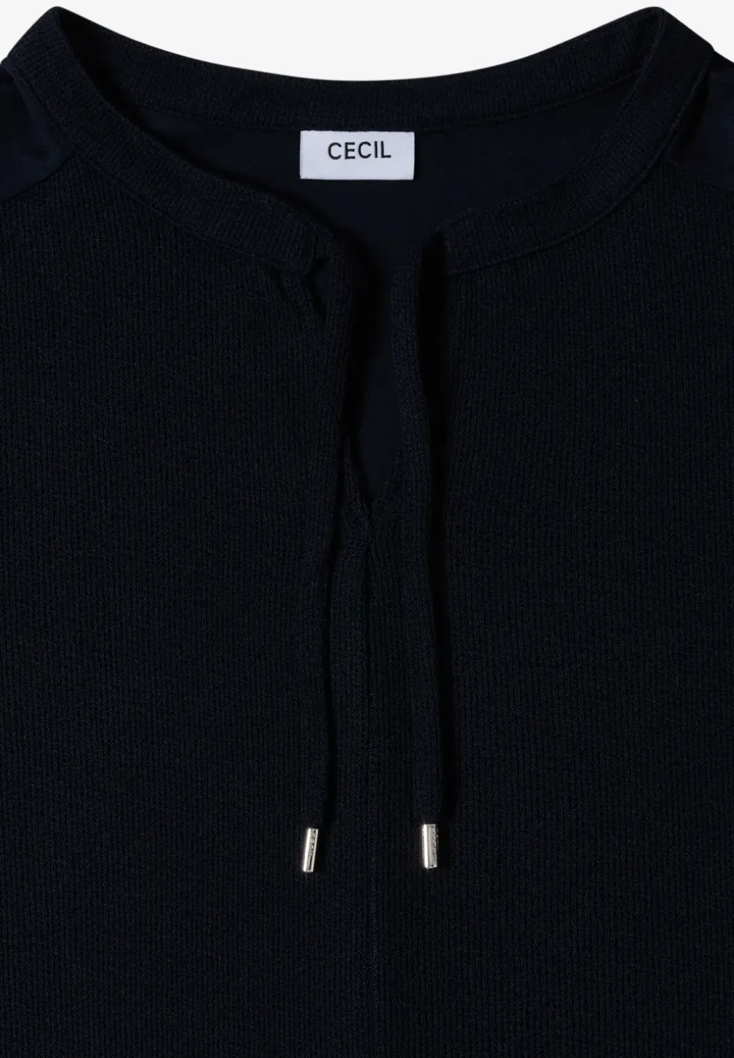 Blouse met korte mouwen, gespleten hals en linten