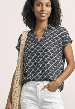 Blouseshirt met overhemdkraag en elastische zoom