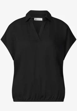 Blouseshirt met overhemdkraag en elastische zoom