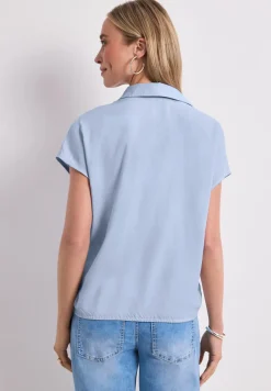 Blouseshirt met overhemdkraag en elastische zoom