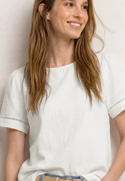 Blouseshirt met ronde hals en tapedetails