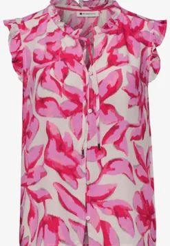 Blousetop met gespleten hals en ruches