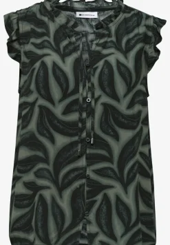 Blousetop met gespleten hals en ruches