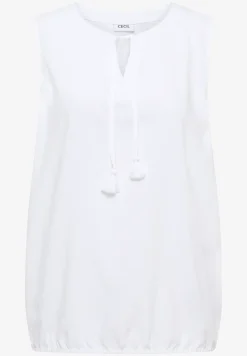 Blousetop met gespleten hals en linten