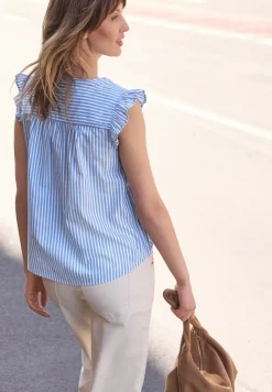 Blousetop met gespleten hals en volants
