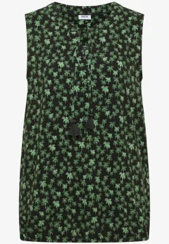 Blousetop met gespleten hals en palmboomprint