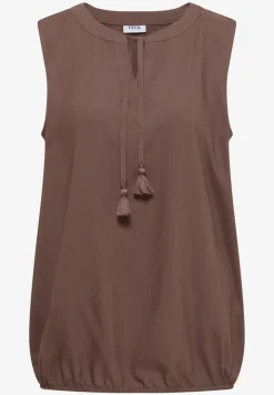 Blousetop met gespleten hals en linten