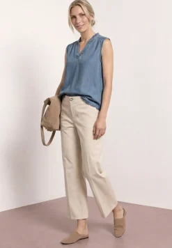 Blousetop met ruches in denimlook