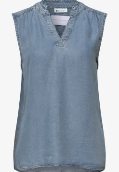 Blousetop met ruches in denimlook