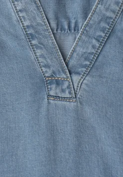 Blousetop met ruches in denimlook