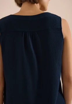 Blousetop met V-hals van mousseline