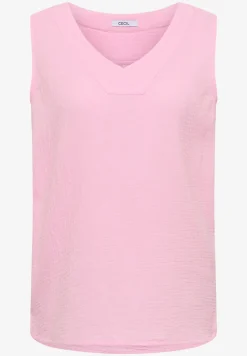 Blousetop met V-hals van mousseline