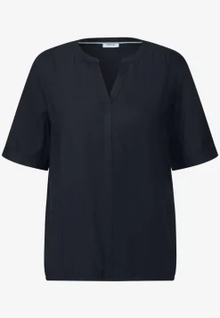 Blouse van viscose met gespleten hals