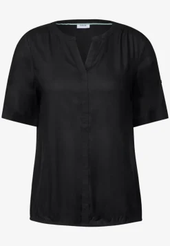 Blouse van viscose met gespleten hals