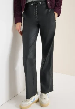 Broek met gecoate Wide Legs
