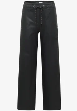 Broek met gecoate Wide Legs
