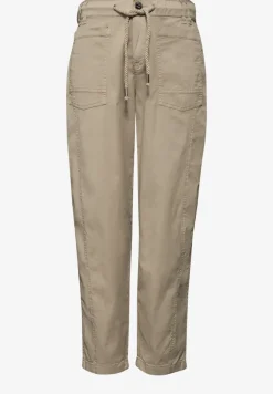 Broek met taps toelopende pijpen van keperstof