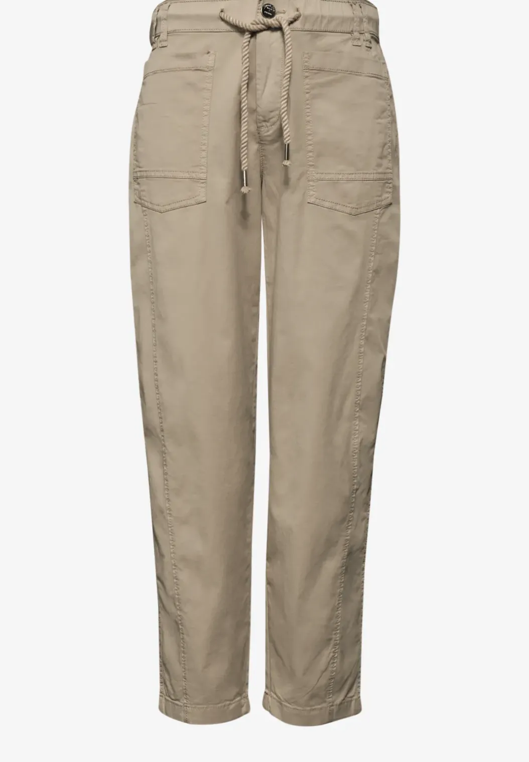 Broek met taps toelopende pijpen van keperstof