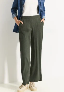 Broek met wijde pijpen en structuur