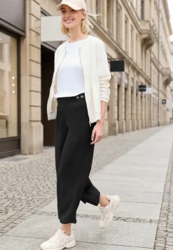 Broek met wijde pijpen in linnenlook Mid Waist