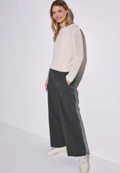 Broek met wijde pijpen in keperstof
