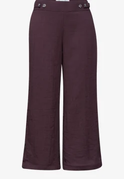 Broek met wijde pijpen in linnenlook Mid Waist