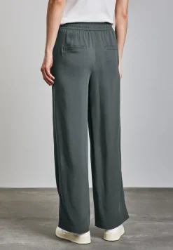 Broek met wijde pijpen in keperstof