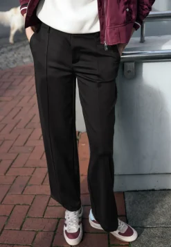 Broek met wijde pijpen in keperstof