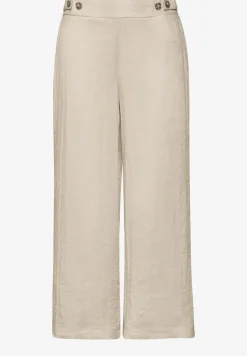 Broek met wijde pijpen in linnenlook Mid Waist