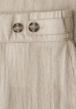 Broek met wijde pijpen in linnenlook Mid Waist