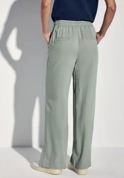 Broek met wijde pijpen in keperstof