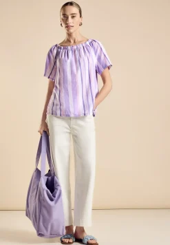 Chambray blouse met strepen