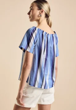 Chambray blouse met strepen