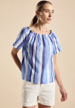 Chambray blouse met strepen