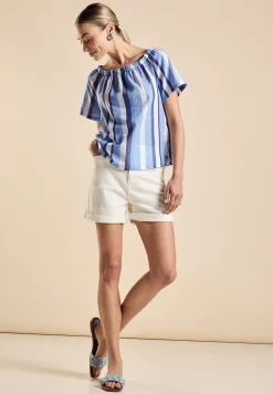 Chambray blouse met strepen