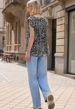Chiffon bloes met gespleten hals